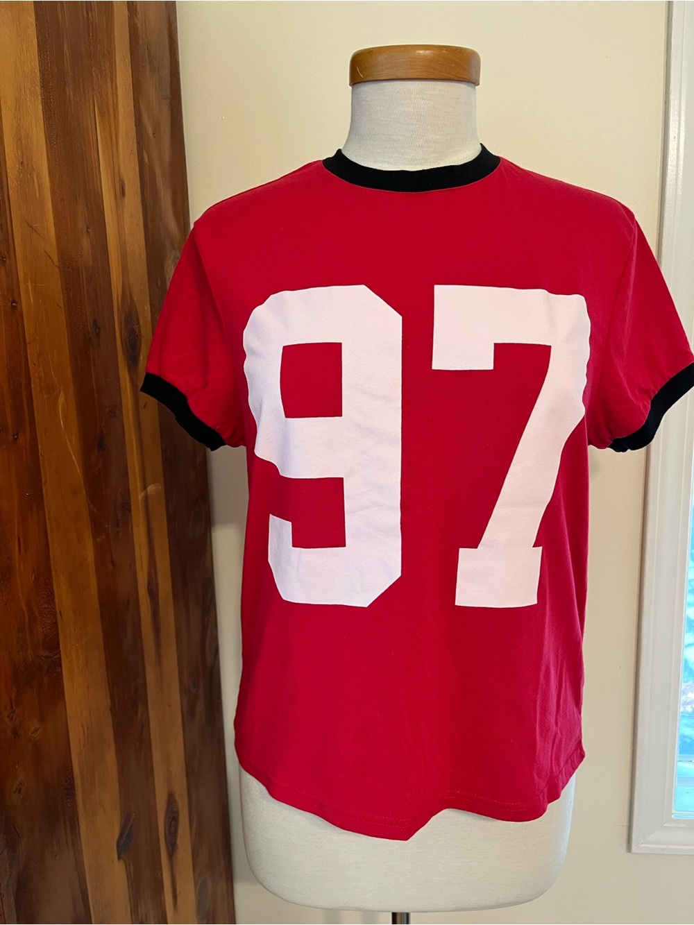 Charlotte Russe Red Short-Sleeve Tee with White 97 Graphic